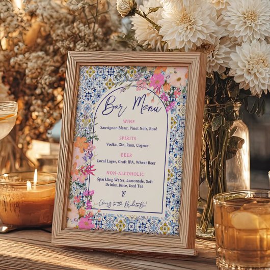 Mediterranes, rosa, florales Bar Poster