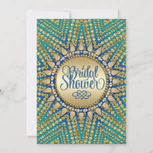 Mediterranes Sun Gold Glitzer Brautparty Einladung