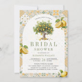 Mediterranes Tile Lemon Tree Arch Brautparty Einladung (Vorderseite)
