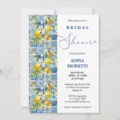 Mediterranes Tile Lemons Baby oder Brautparty Einladung (Vorderseite)