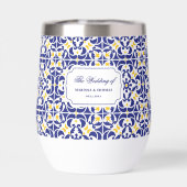 Mediterranes Tiles Blue & Yellow Wedding-Geschenk (Rückseite)