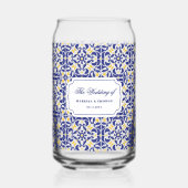Mediterranes Tiles Blue & Yellow Wedding-Geschenk Dosenglas (Rückseite)
