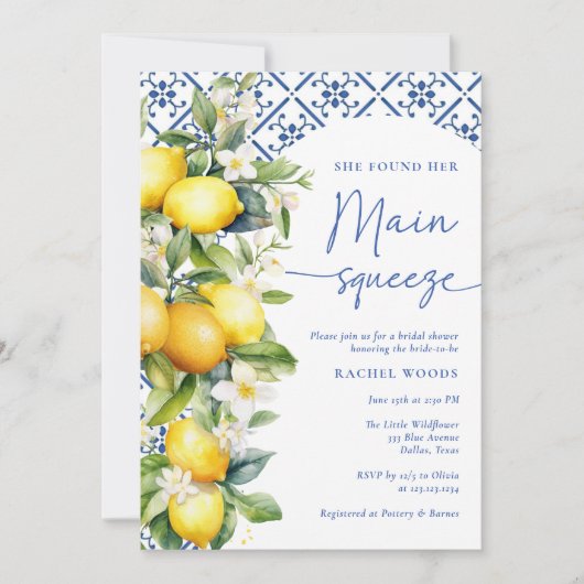 Mediterranes Zitronenmeer-Brautparty Einladung (Vorderseite)