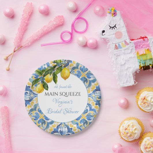 Mediterranes Zitronenmeer-Brautparty Pappteller (Party)