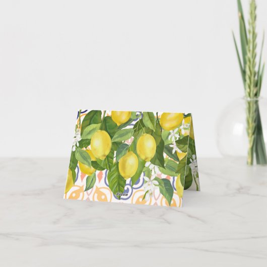 Mediterrannean Lemon Main Squeeze Baby Dusche Dankeskarte (Rückseite)