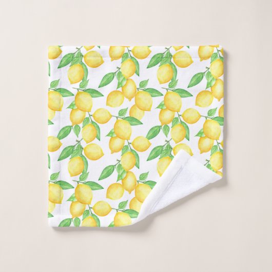 Mediterrenean Citrus Lemon pattern Badhandtuch Set (Waschlappen)