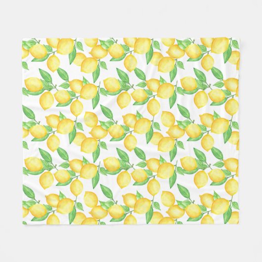 Mediterrenean Citrus Lemon pattern Fleecedecke (Vorderseite (Horizontal))