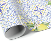 Mediterrenean Citrus Lemon pattern Geschenkpapier (Rolleneckpunkt)