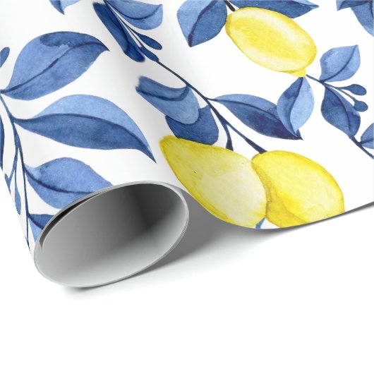 Mediterrenean Citrus Lemon pattern Geschenkpapier (Rolleneckpunkt)