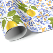 Mediterrenean Citrus Lemon pattern Geschenkpapier (Rolleneckpunkt)