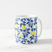 Mediterrenean Citrus Lemon pattern Kaffeetasse (VorderseiteRechts)