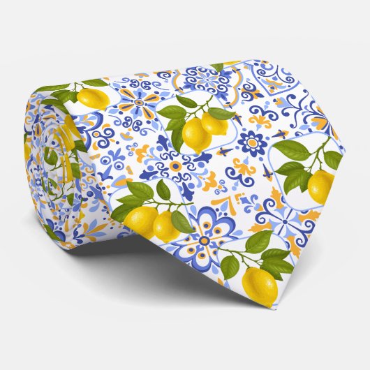 Mediterrenean Citrus Lemon pattern Krawatte (Gerollt)