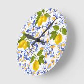 Mediterrenean Citrus Lemon pattern Runde Wanduhr (Winkel)