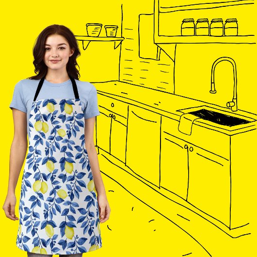 Mediterrenean Citrus Lemon pattern Schürze