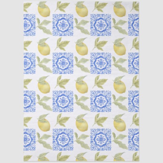 Mediterrenean Citrus Lemon pattern Seidenpapier (Vorderseite)