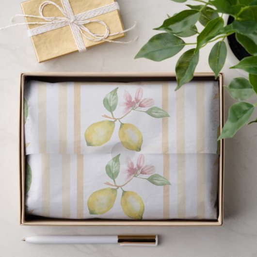 Mediterrenean Citrus Lemon pattern Seidenpapier (Geschenk)