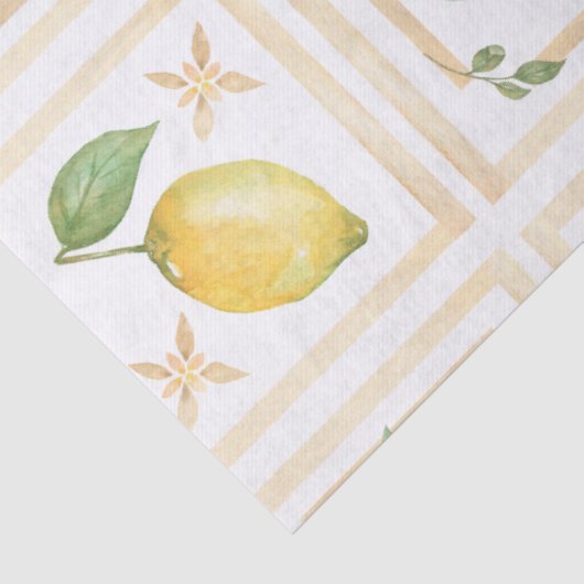 Mediterrenean Citrus Lemon pattern Seidenpapier (Ausschnitt)