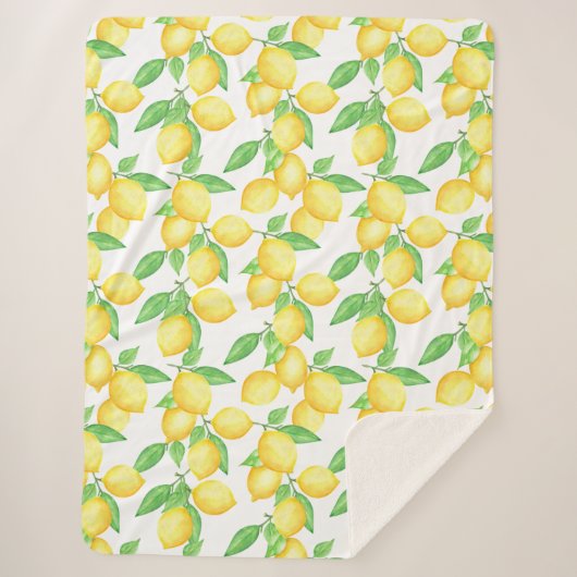 Mediterrenean Citrus Lemon pattern Sherpadecke (Vorderseite)