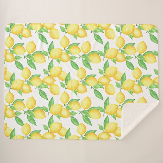 Mediterrenean Citrus Lemon pattern Sherpadecke (Vorderseite (Horizontal))
