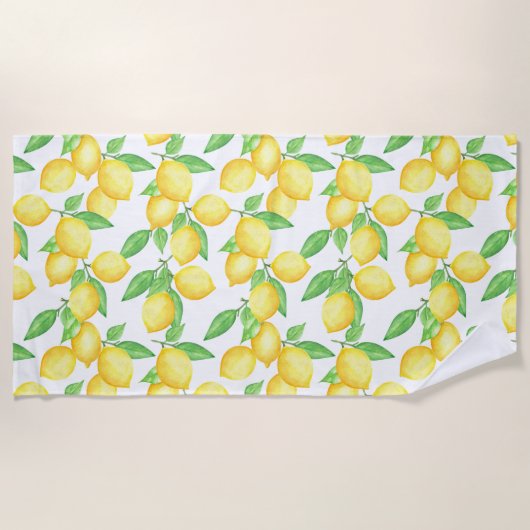 Mediterrenean Citrus Lemon pattern Strandtuch (Vorderseite)