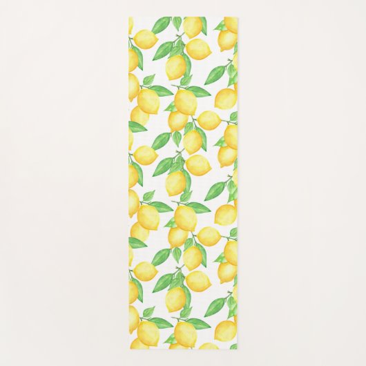 Mediterrenean Citrus Lemon pattern Yogamatte (Vorderseite)