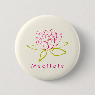Meditieren. Blume Lotus/Wasserlilie Illustration Button