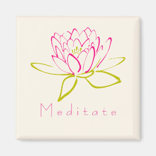 Meditieren. Blume Lotus/Wasserlilie Illustration Magnet