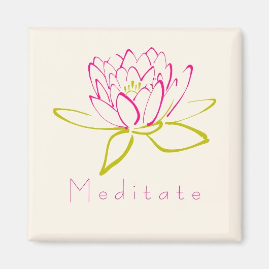 Meditieren. Blume Lotus/Wasserlilie Illustration Magnet (Vorne)