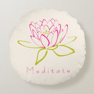 Meditieren. Blume Lotus/Wasserlilie Illustration Rundes Kissen