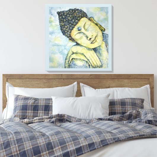 Meditieren Buddha Aquarell Print Leinwand 24x24 (Insitu (Schlafzimmer))
