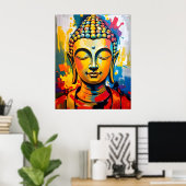Meditieren Buddha Farbenfrohe Abstrakte Kunstmaler Poster (Heimbüro)
