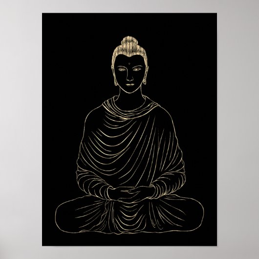 Meditieren des Goldenen Buddha Poster (Vorne)