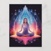 Meditieren des Yoga Girl, Kristalle Lebendige Farb Postkarte (Vorderseite)