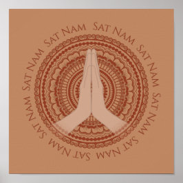 Meditieren Hände Sat Nam Mandala Rose Beige Print Poster