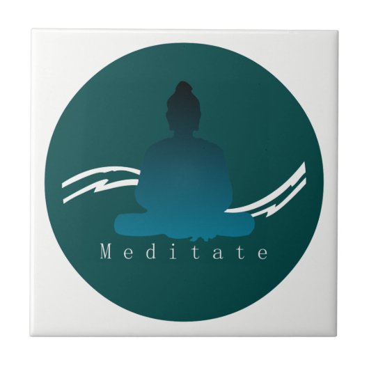"Meditieren" schöner Buddha Fliese (Vorderseite)