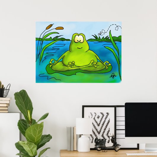 Meditieren von Froschkunst oder Poster (Heimbüro)