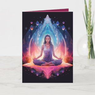 Meditieren von Yoga-Kristallen Vibranfarbe Geburts Karte