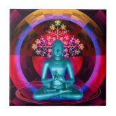 Meditierende blaue Buddha-Fliese Fliese (Vorderseite)