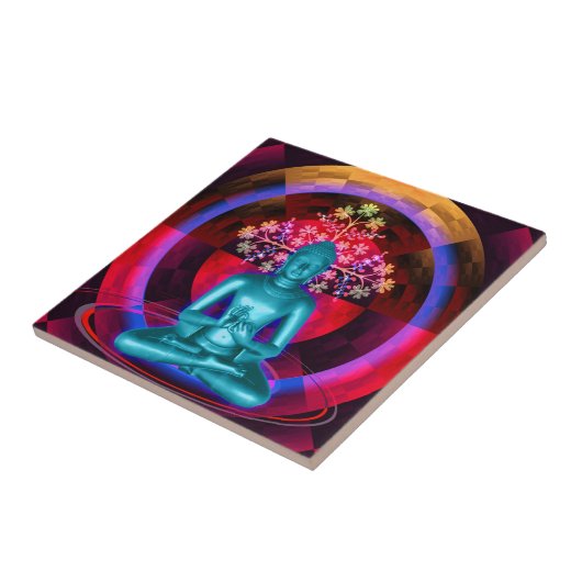 Meditierende blaue Buddha-Fliese Fliese (Seite)