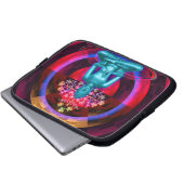 Meditierende blaue Buddha-Laptop-Hülse Laptopschutzhülle (Vorne Knopf)