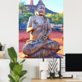 meditierende Buddha-Holzstatue Poster (Heimbüro)