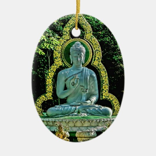 Meditierende Buddha-Verzierung Keramik Ornament (Vorne)