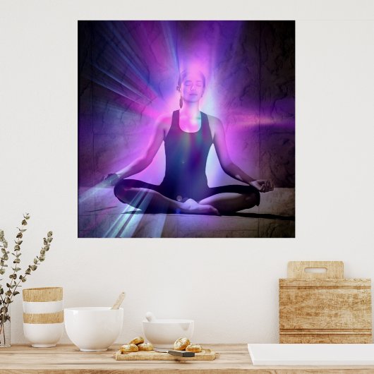 Meditierende Frau, Zen, friedlich, ruhig, Yoga Poster (Küche)