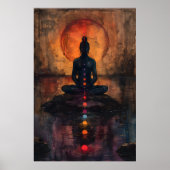 Meditierende Frauen Sonnenuntergang Poster (Vorne)