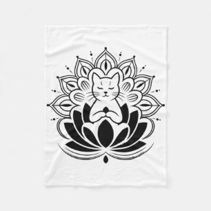 meditierende Katzen-Lotusblumen-Zen-Yoga-Enthusias Fleecedecke