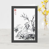 Meditierende Samurai-Gruß-Karte Karte (Gelbe Blume)