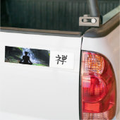 Meditierende Silhouette durch Wasserfall Autoaufkleber (Auf Lkw)