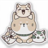 meditierende Zen-Katze mit Handprothese Aufkleber (Vorderseite)