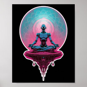 Meditierender Android-Roboter Ai Zen Ruhig Friedli Poster