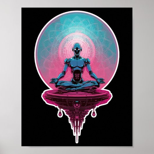 Meditierender Android-Roboter Ai Zen Ruhig Friedli Poster (Vorne)